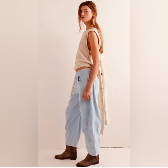 Free People Good Luck Mid-Rise Cord Barrel Jeans - Picture 2 of 4